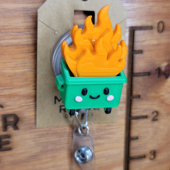 Accessories - Cute Green Dumpster Fire Badge Reel